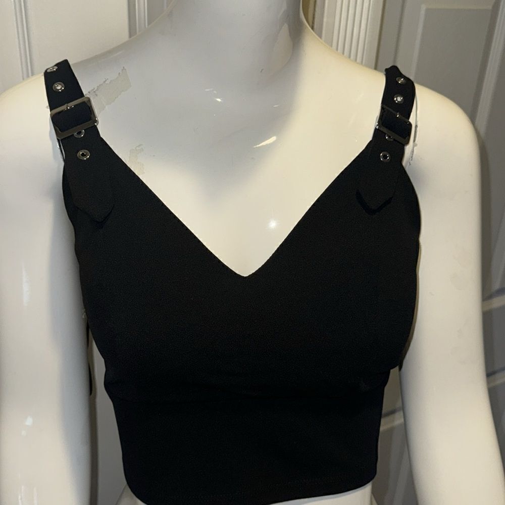 Revamped buckle detail crop top